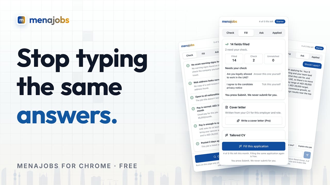 Free Chrome extension for Gulf jobs